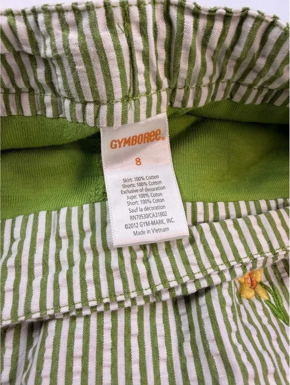 Gymboree Girls Size 8 Daffodil Garden Striped Embroidered Skort Easter 2013